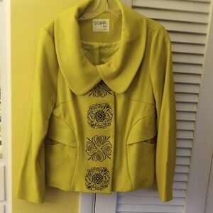 Women's Chartreuse Wool Blend Embroidered Jacket